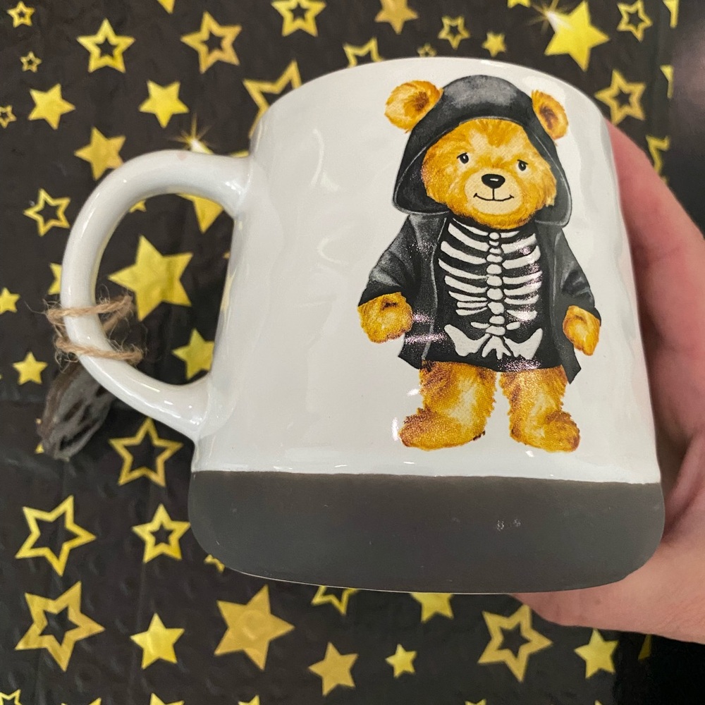 NEW Prima Design Teddy Bear Skeleton Halloween Mug